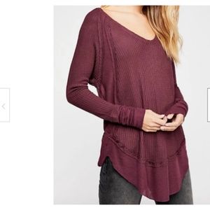 Free People Catalina Top Waffle Thermal Tunic Tee